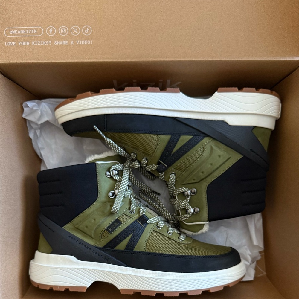Women’s Kizik Handsfree Hiking Boot in Olive Green Size 9 NIB